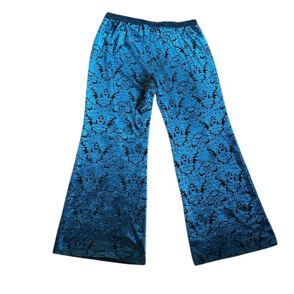 Wrangler Blue Velvet Flocked Retro Y2K Bell Bottom Disco Hannloween Pants – XXL - Picture 2 of 6